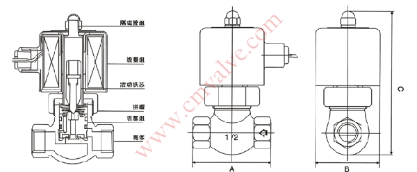 2L(US)系列蒸汽电磁阀外形结构图