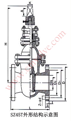 SZ45T型地下管网闸阀外形结构