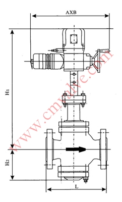 ZAZN型电动调节阀外形尺寸图