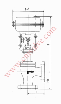 ZMAS气动薄膜角形调节阀外形尺寸图